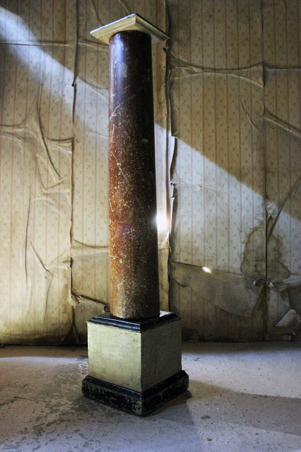 A Decorative Victorian Painted Wood Faux Scagliola Marble Pedestal c.1870