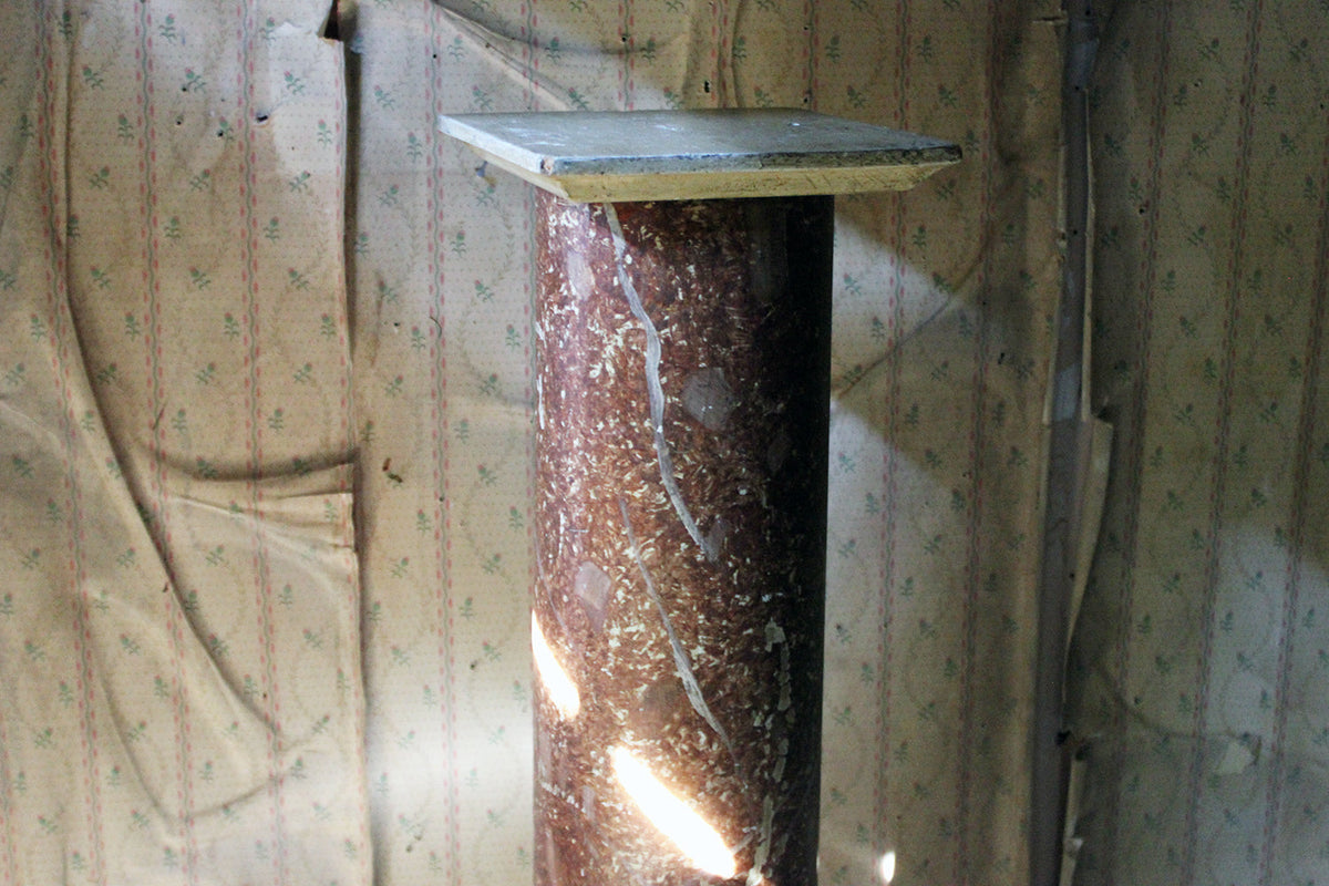 A Decorative Victorian Painted Wood Faux Scagliola Marble Pedestal c.1870