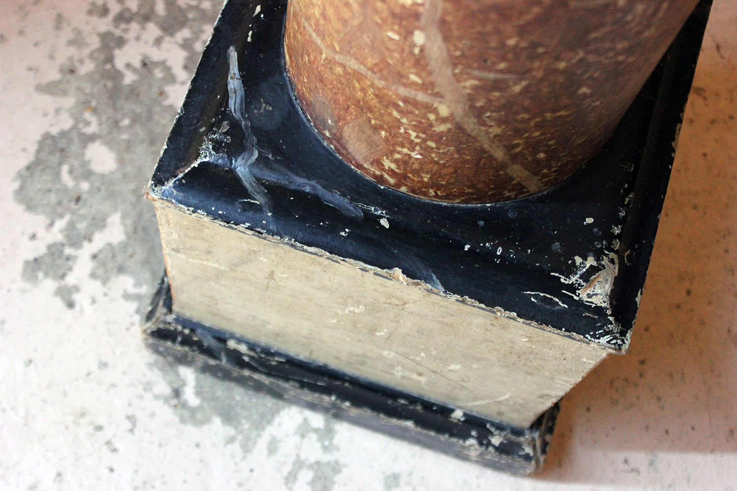 A Decorative Victorian Painted Wood Faux Scagliola Marble Pedestal c.1870