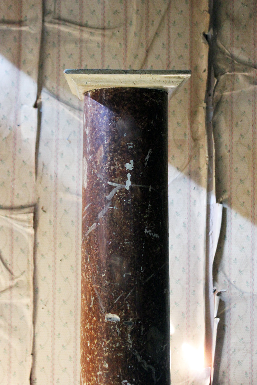 A Decorative Victorian Painted Wood Faux Scagliola Marble Pedestal c.1870