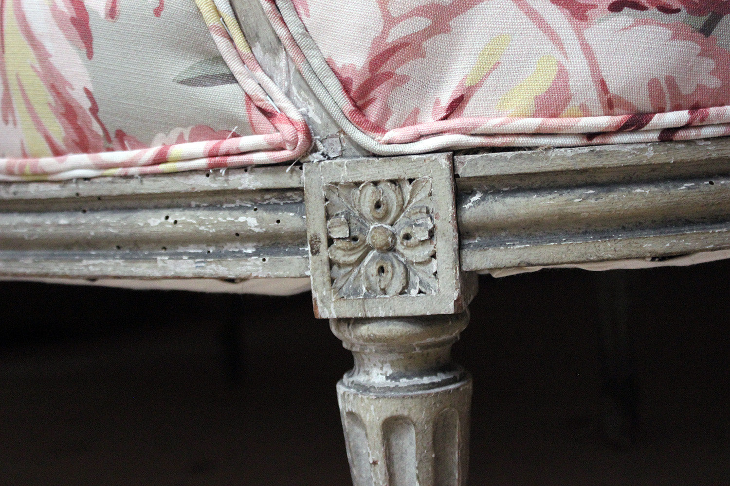 A 19thC French Painted & Upholstered Settee c.1880