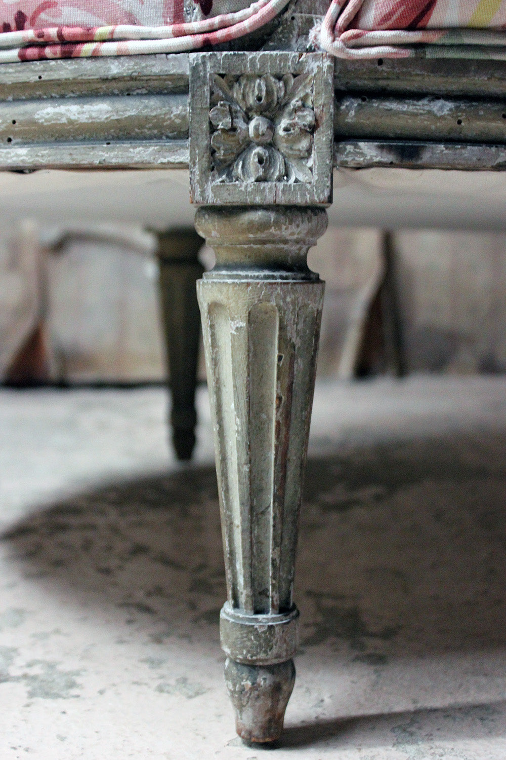 A 19thC French Painted & Upholstered Settee c.1880