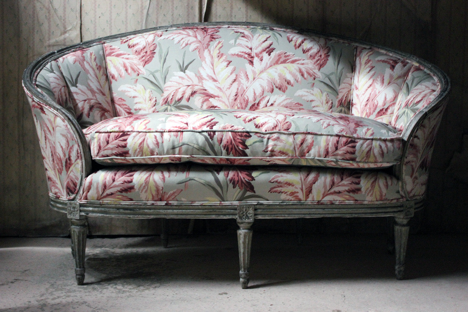 A 19thC French Painted & Upholstered Settee c.1880