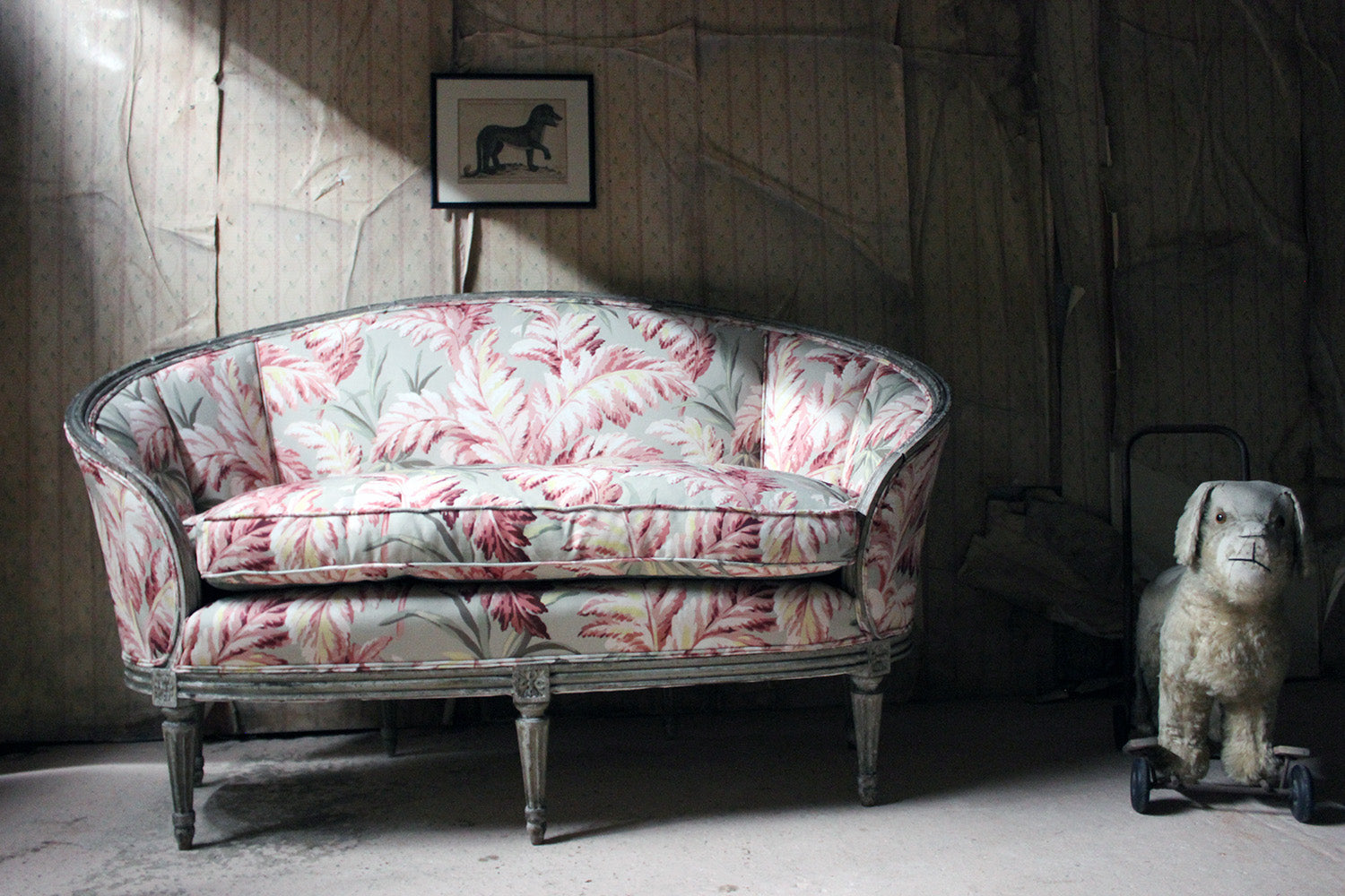 A 19thC French Painted & Upholstered Settee c.1880