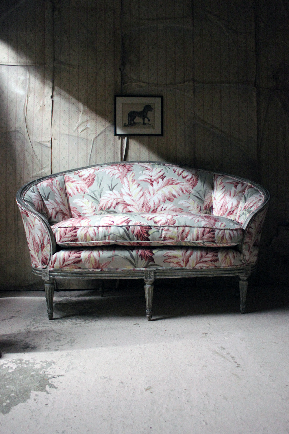 A 19thC French Painted & Upholstered Settee c.1880