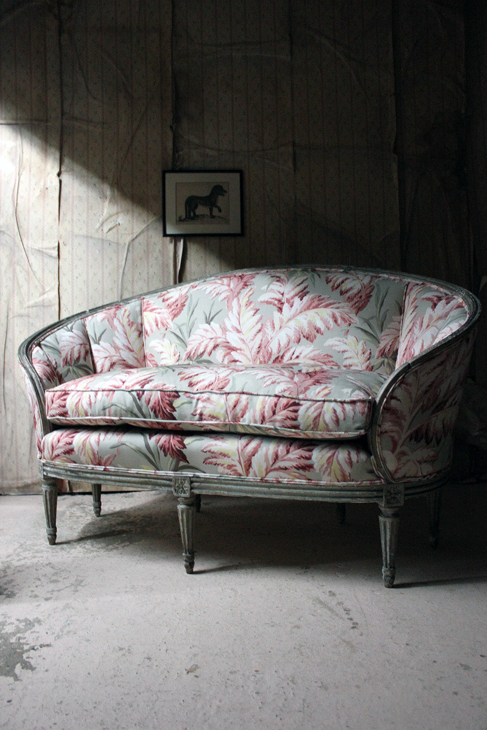 A 19thC French Painted & Upholstered Settee c.1880