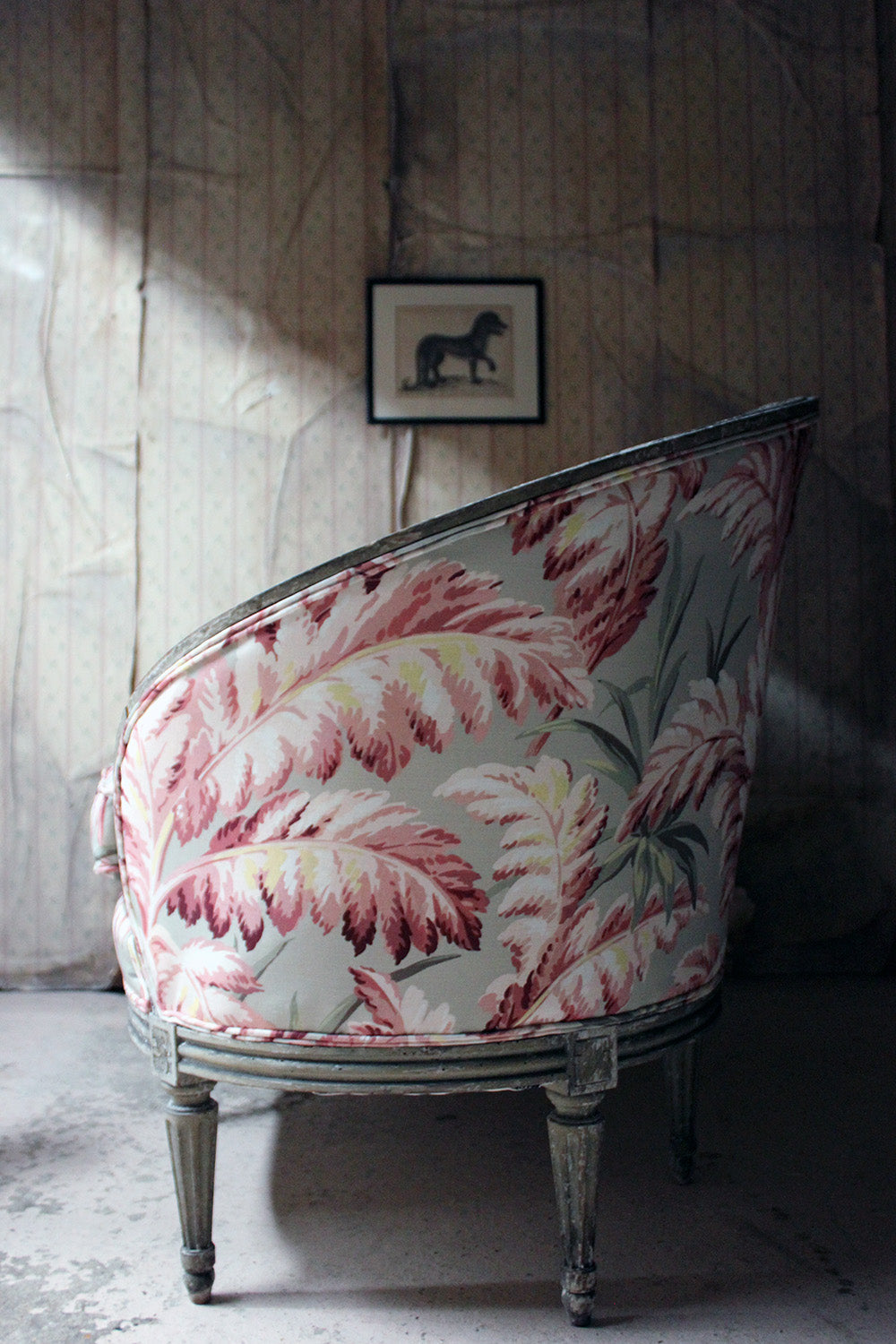 A 19thC French Painted & Upholstered Settee c.1880