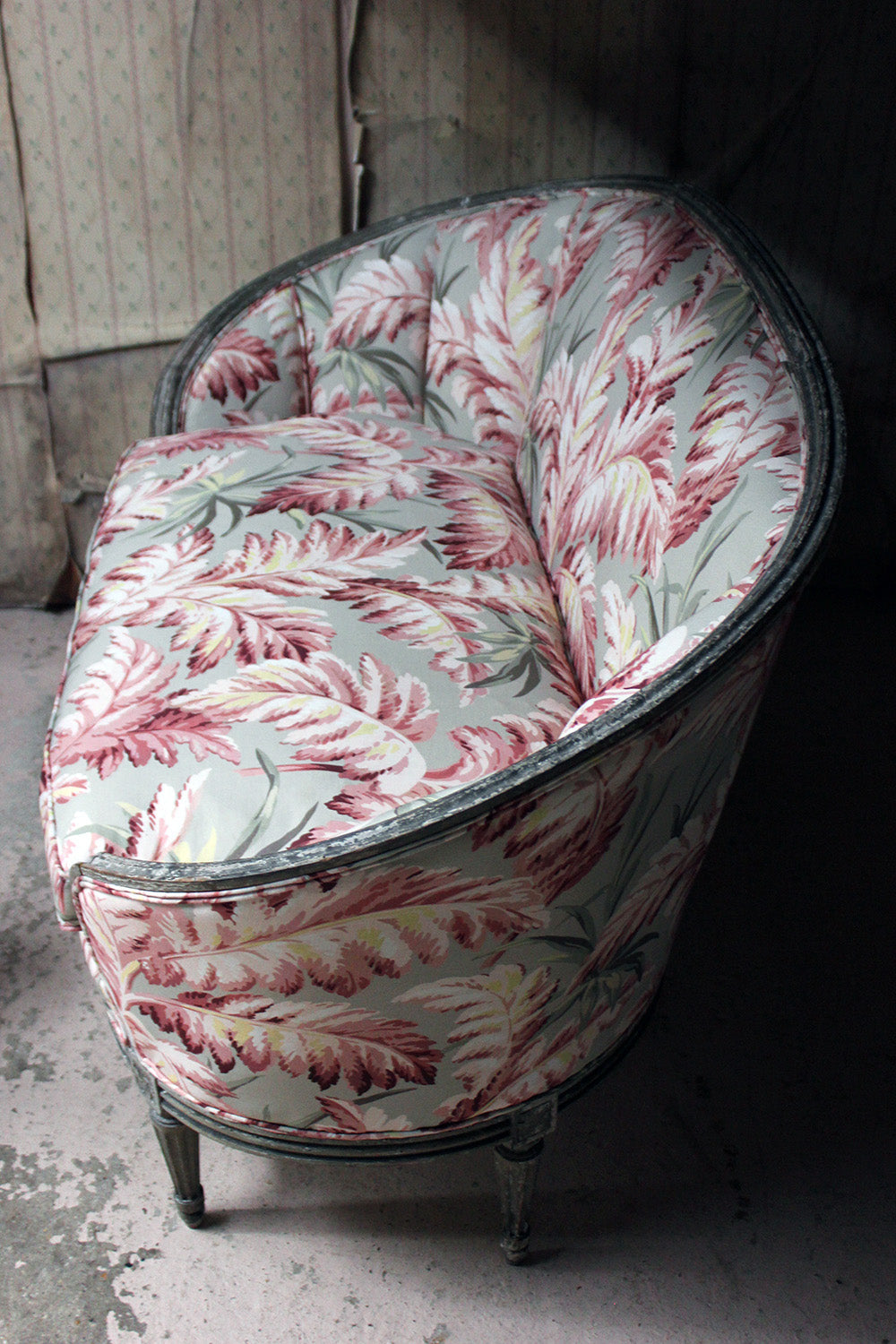 A 19thC French Painted & Upholstered Settee c.1880