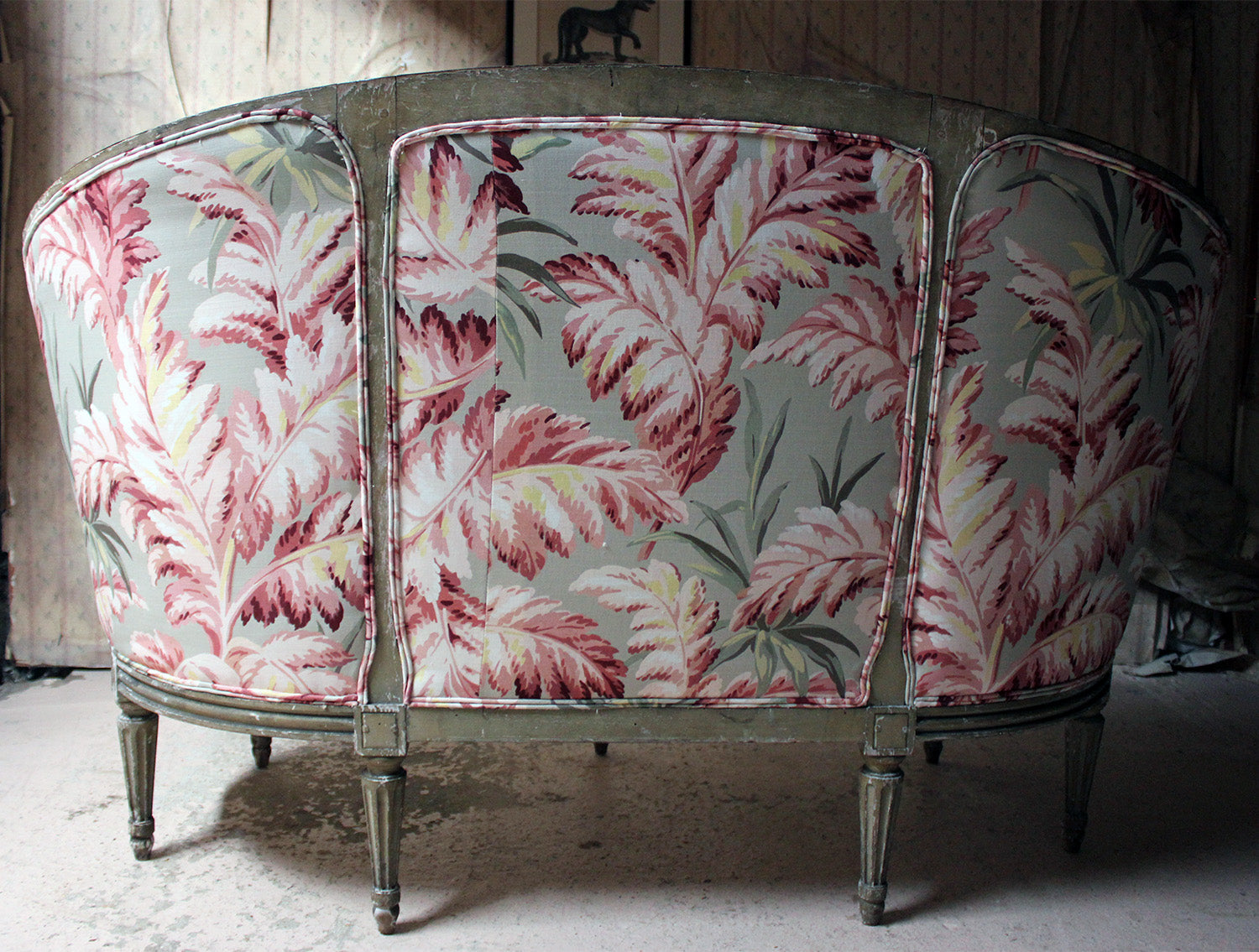 A 19thC French Painted & Upholstered Settee c.1880