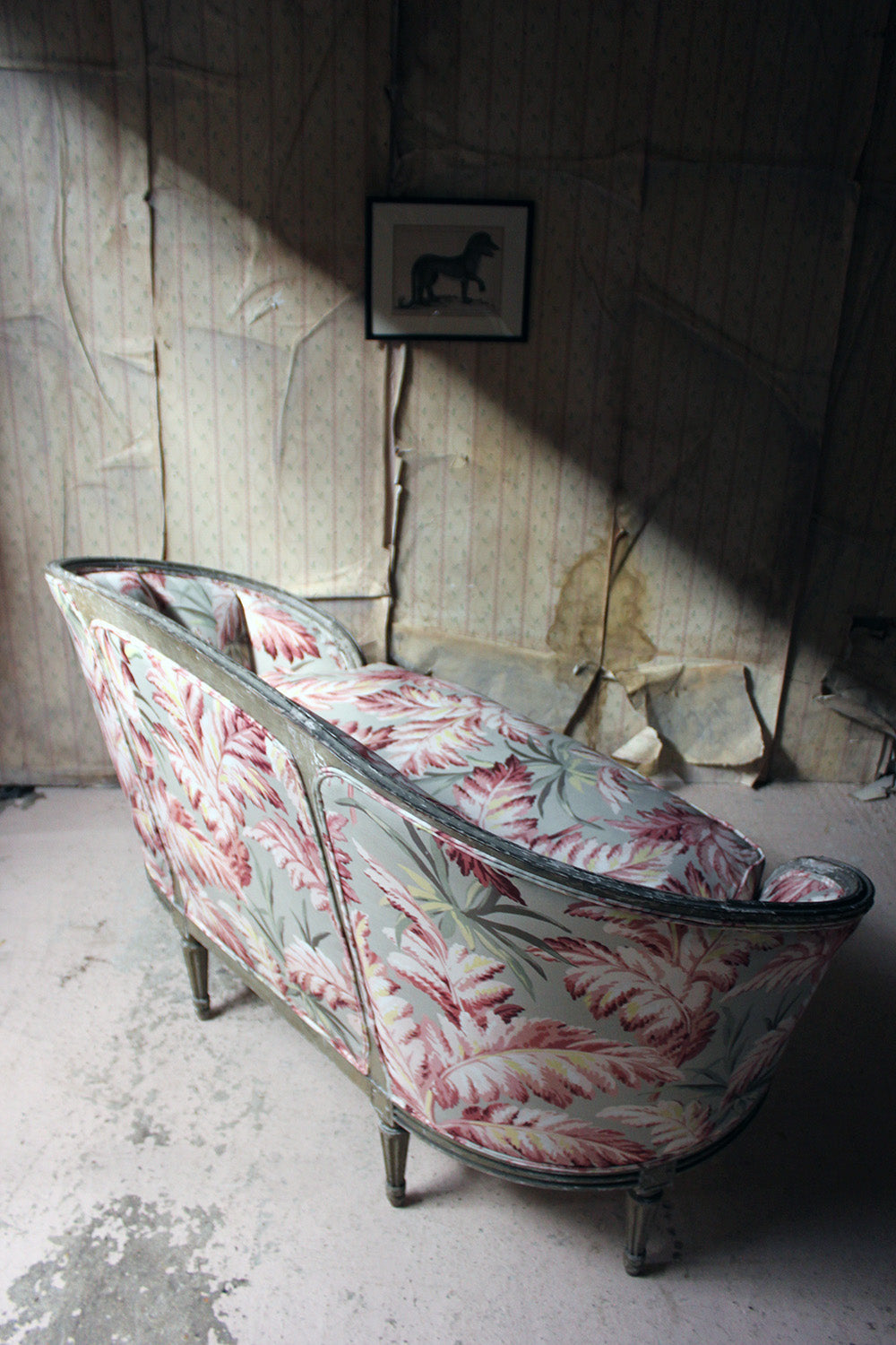 A 19thC French Painted & Upholstered Settee c.1880