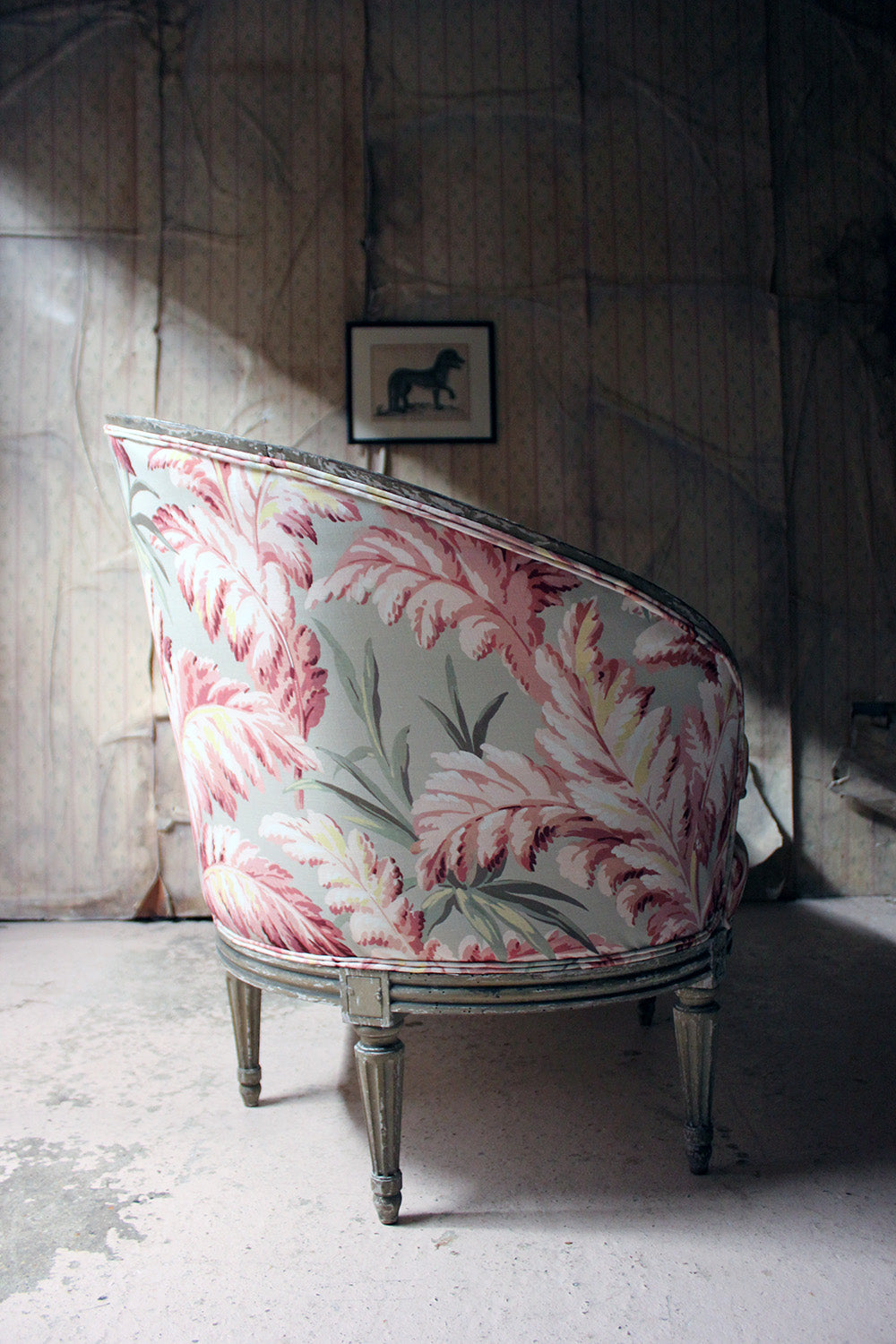 A 19thC French Painted & Upholstered Settee c.1880