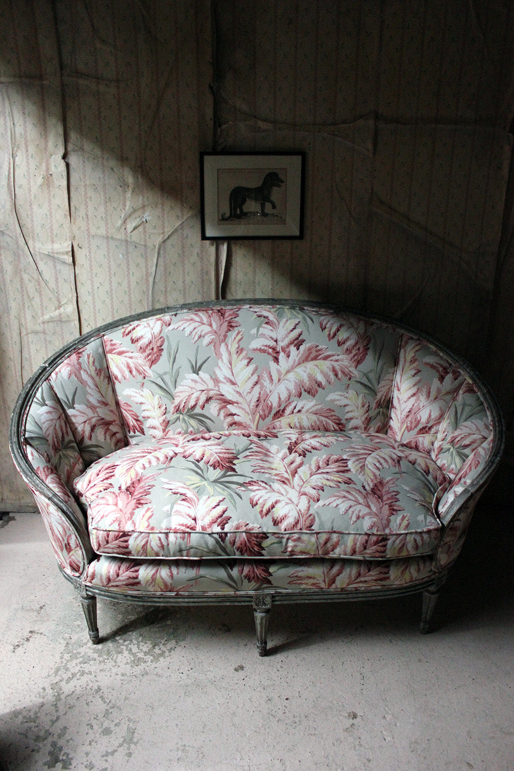 A 19thC French Painted & Upholstered Settee c.1880
