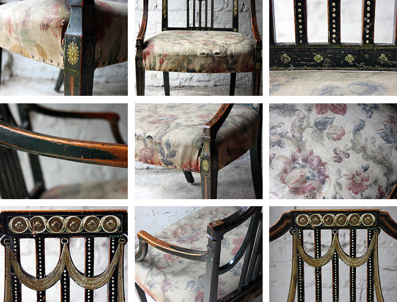 A Beautiful 18thC Japanned & Painted Elbow Chair; Attributed to Gillows c.1792-93