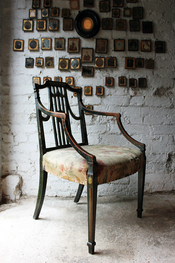 A Beautiful 18thC Japanned & Painted Elbow Chair; Attributed to Gillows c.1792-93
