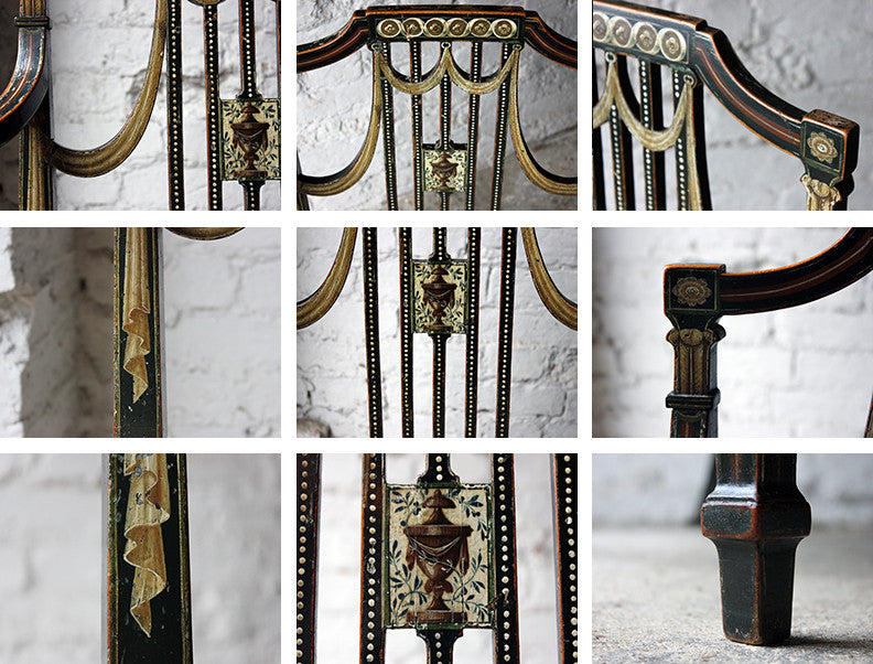 A Beautiful 18thC Japanned & Painted Elbow Chair; Attributed to Gillows c.1792-93
