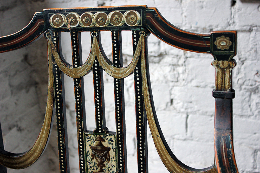 A Beautiful 18thC Japanned & Painted Elbow Chair; Attributed to Gillows c.1792-93