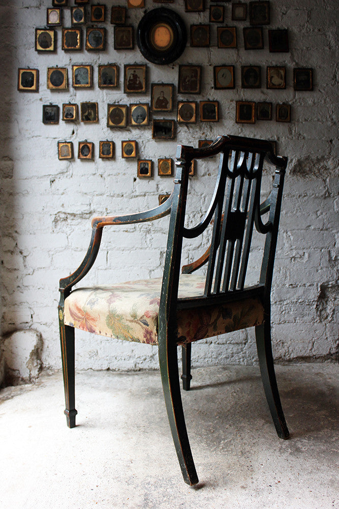 A Beautiful 18thC Japanned & Painted Elbow Chair; Attributed to Gillows c.1792-93