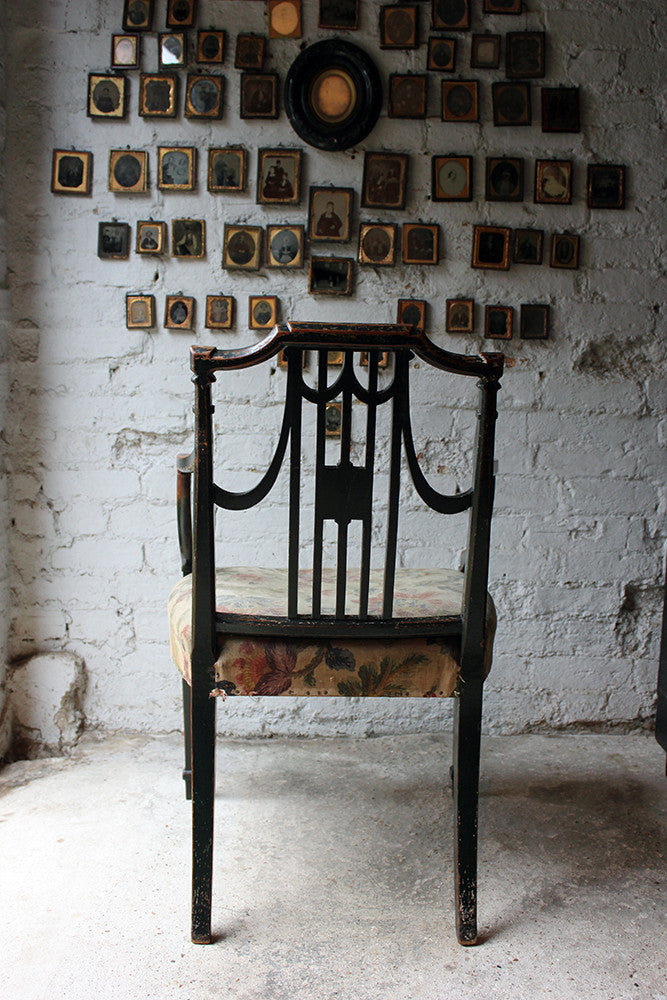 A Beautiful 18thC Japanned & Painted Elbow Chair; Attributed to Gillows c.1792-93