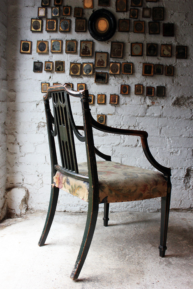 A Beautiful 18thC Japanned & Painted Elbow Chair; Attributed to Gillows c.1792-93