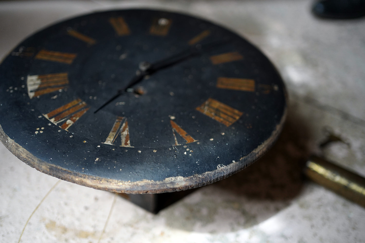 A 19thC English Provincial Painted Weight-Driven Hook & Spike Wall Clock