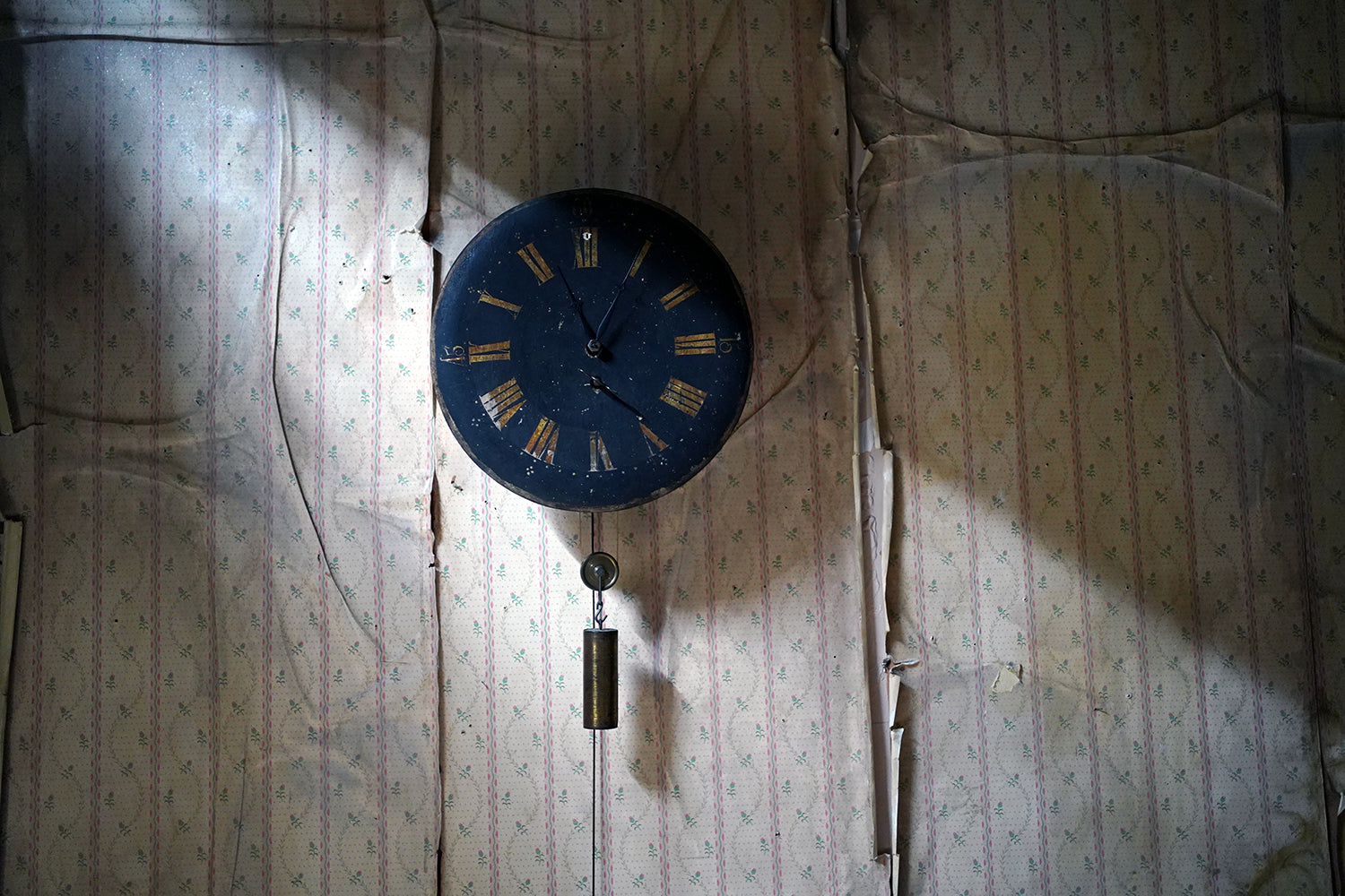 A 19thC English Provincial Painted Weight-Driven Hook & Spike Wall Clock