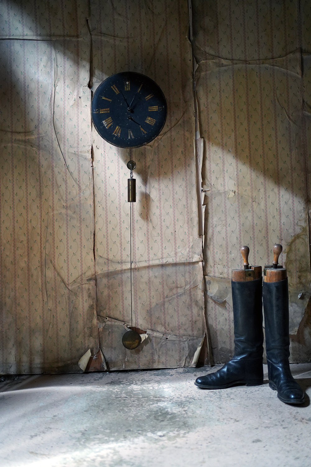 A 19thC English Provincial Painted Weight-Driven Hook & Spike Wall Clock