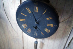 A 19thC English Provincial Painted Weight-Driven Hook & Spike Wall Clock