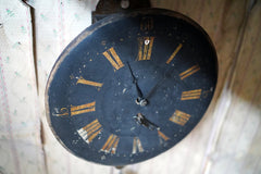 A 19thC English Provincial Painted Weight-Driven Hook & Spike Wall Clock