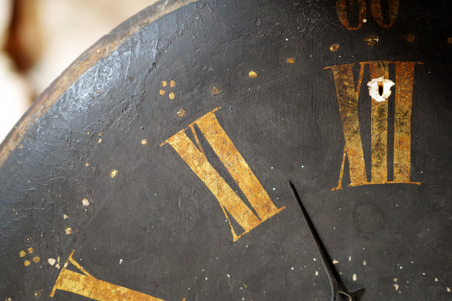 A 19thC English Provincial Painted Weight-Driven Hook & Spike Wall Clock