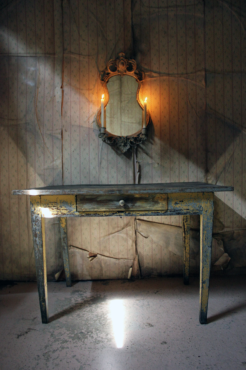 A Decorative Provincial Painted Oak Side Table c.1900