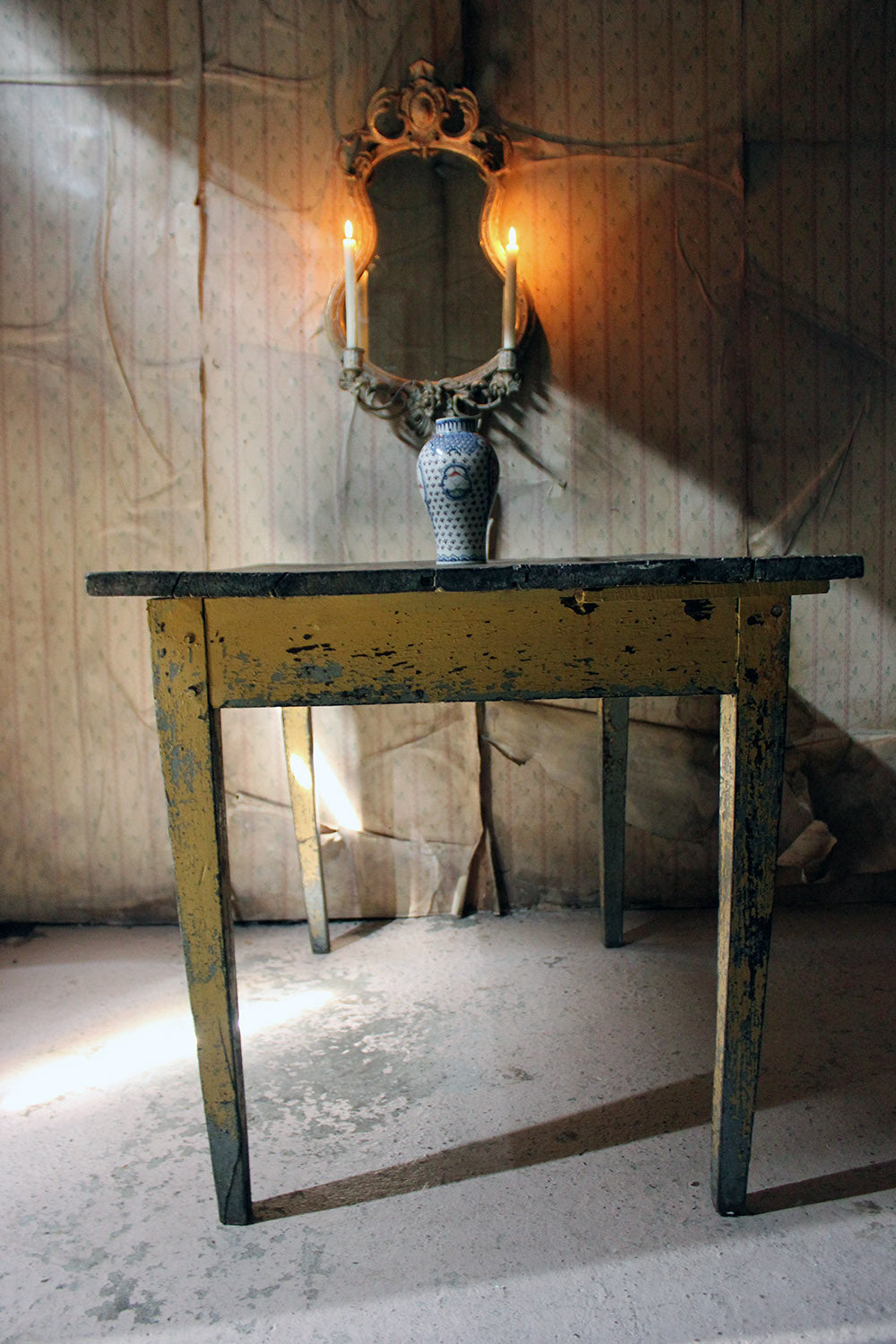 A Decorative Provincial Painted Oak Side Table c.1900