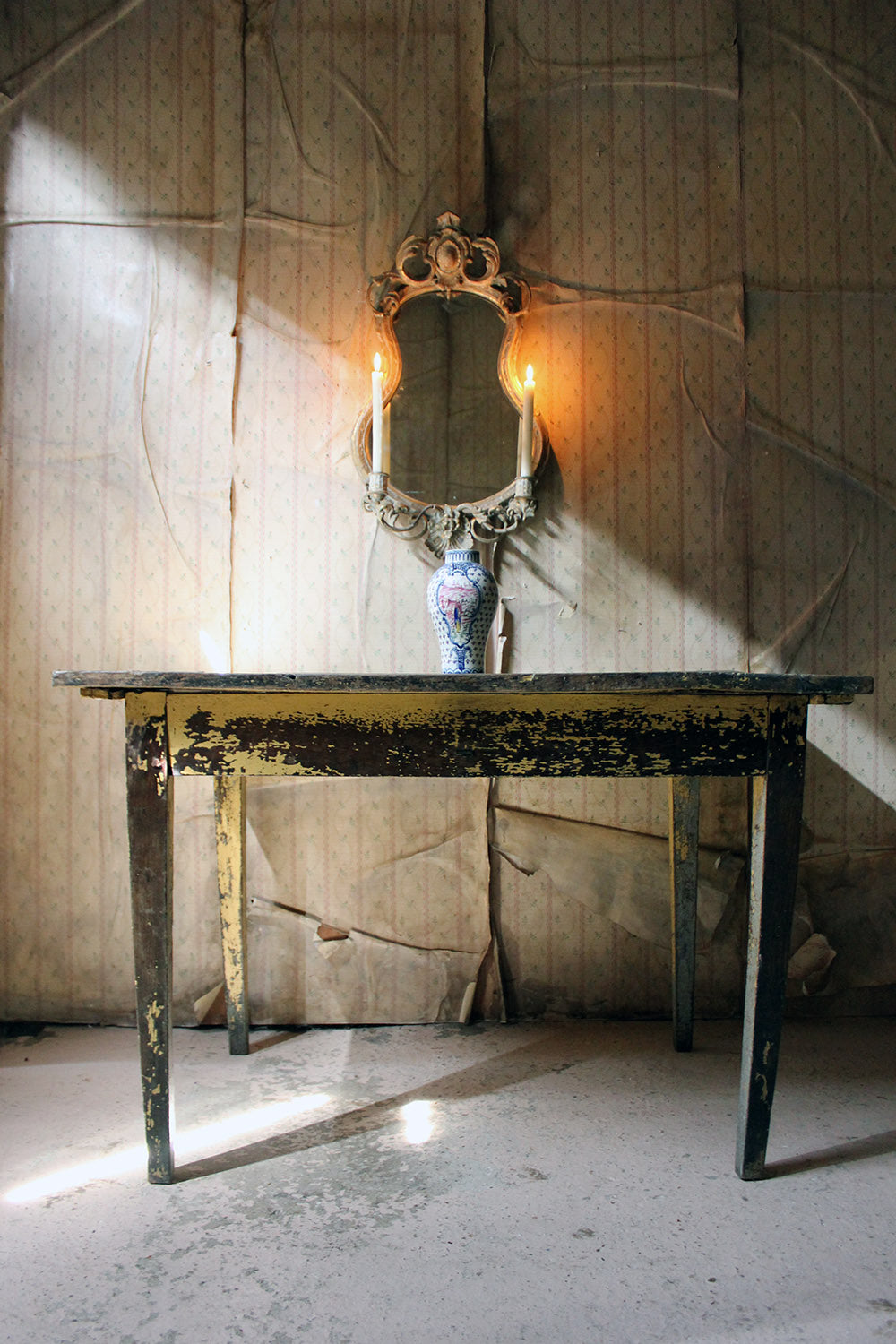 A Decorative Provincial Painted Oak Side Table c.1900