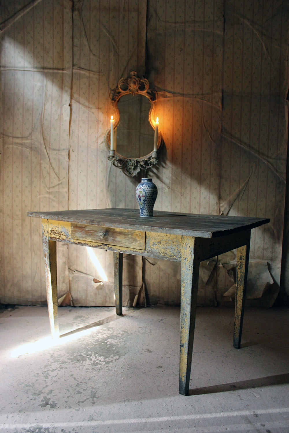 A Decorative Provincial Painted Oak Side Table c.1900