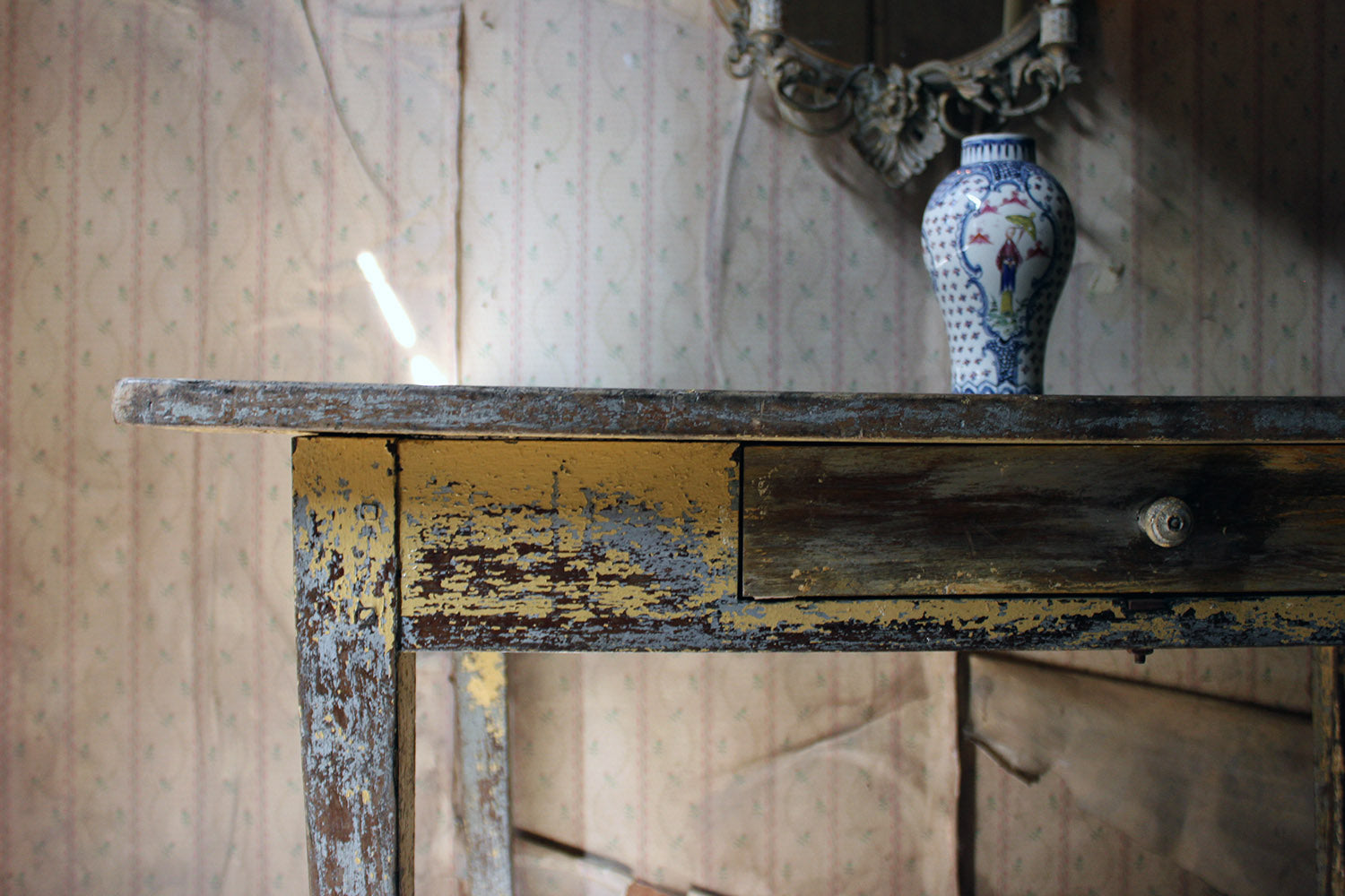 A Decorative Provincial Painted Oak Side Table c.1900