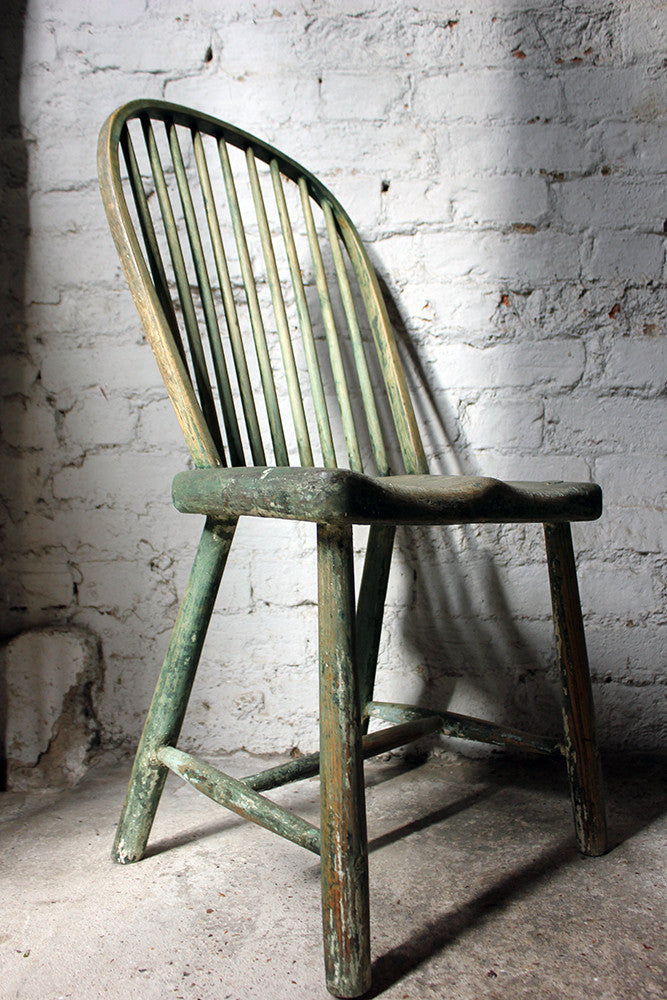 A Good Painted George III West-Country Stick-Back Childs Chair c.1800-20