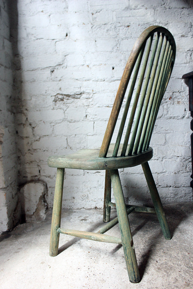 A Good Painted George III West-Country Stick-Back Childs Chair c.1800-20