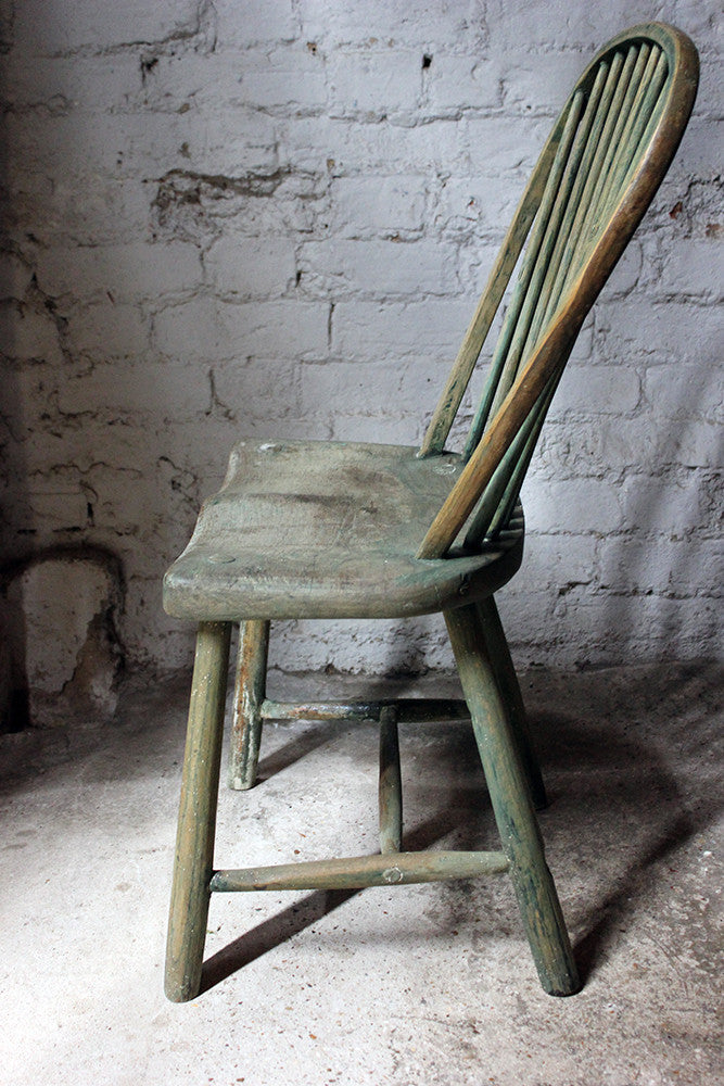 A Good Painted George III West-Country Stick-Back Childs Chair c.1800-20