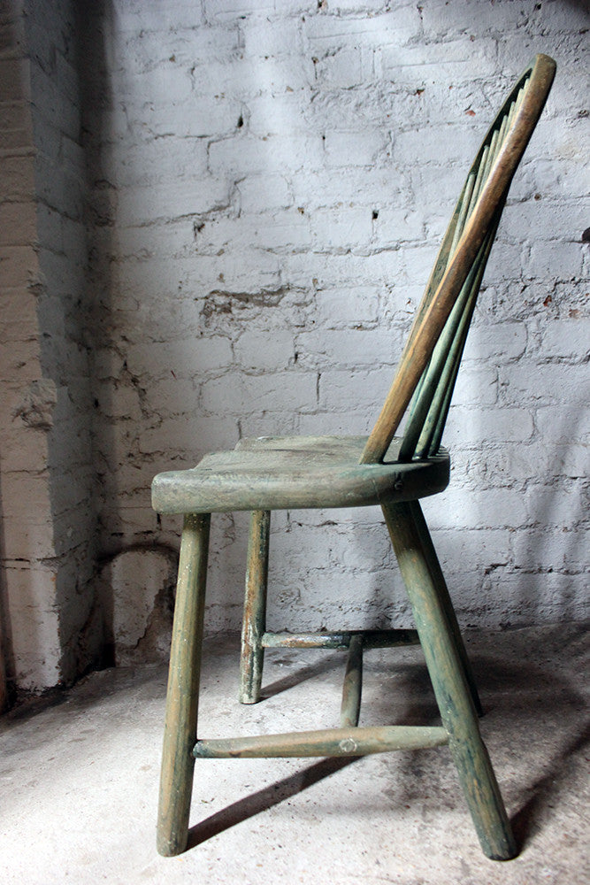 A Good Painted George III West-Country Stick-Back Childs Chair c.1800-20