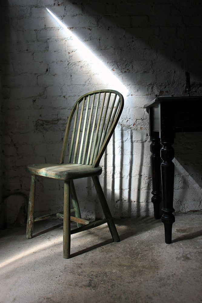 A Good Painted George III West-Country Stick-Back Childs Chair c.1800-20