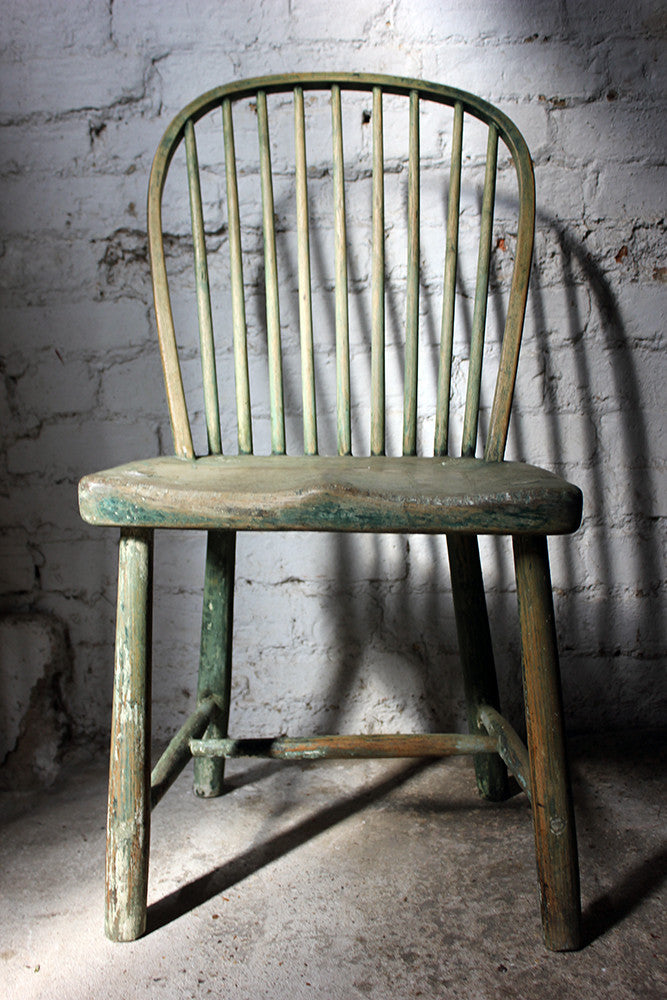 A Good Painted George III West-Country Stick-Back Childs Chair c.1800-20