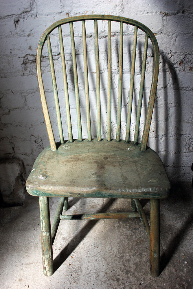 A Good Painted George III West-Country Stick-Back Childs Chair c.1800-20