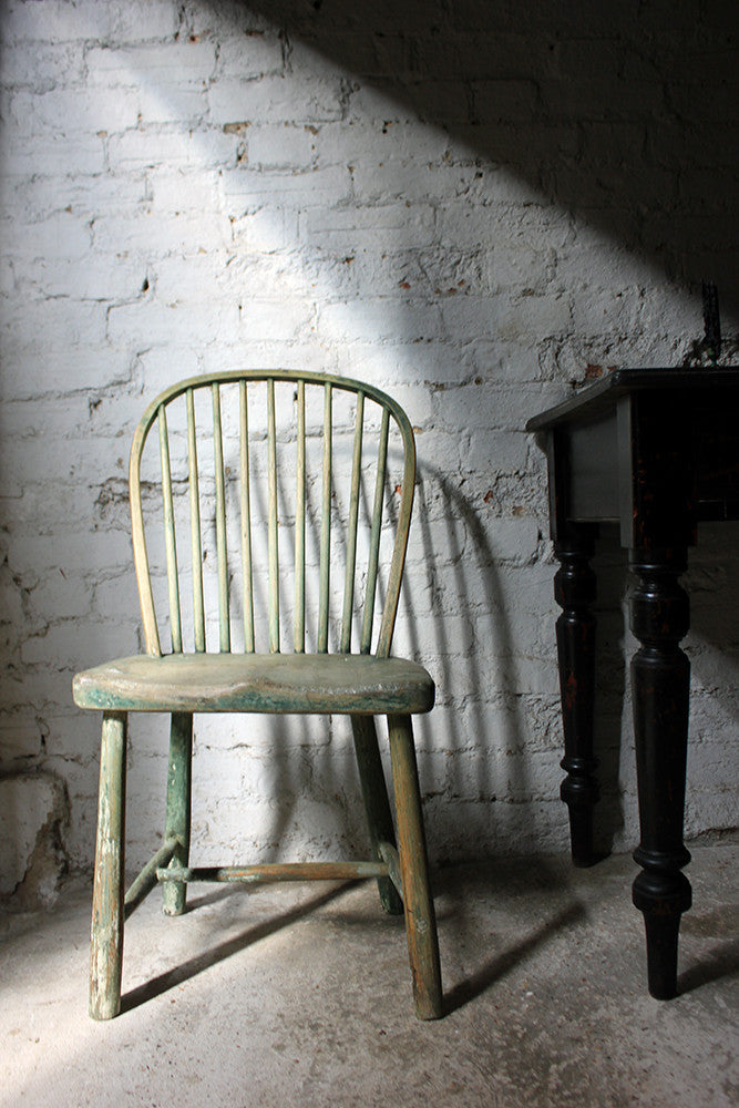 A Good Painted George III West-Country Stick-Back Childs Chair c.1800-20