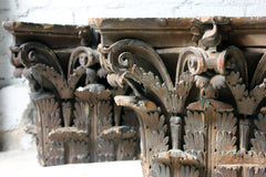 A Decorative Pair of Carved Pine, Plaster & Gesso Painted Corinthian Capital Wall Brackets c.1800