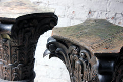 A Decorative Pair of Early 20thC Carved Pine & Faux Marble Painted Corinthian Column Pedestals c.1930-40