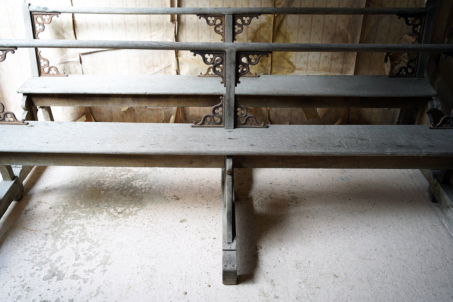 A Good Pair of c.1900 French Gothic Revival Oak Benches