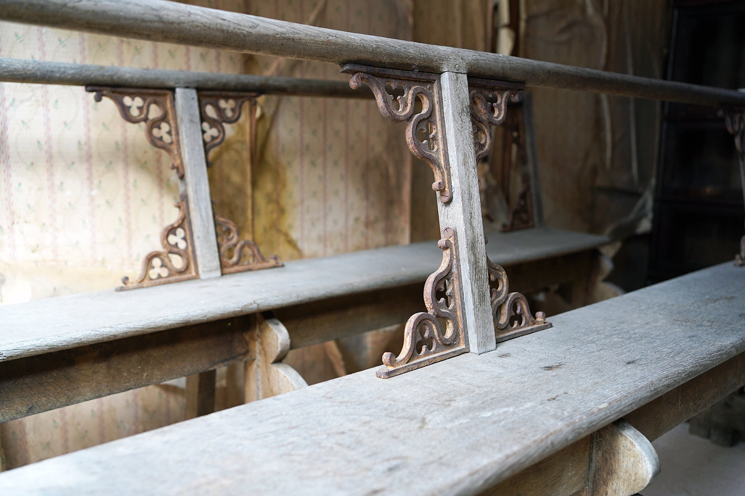 A Good Pair of c.1900 French Gothic Revival Oak Benches