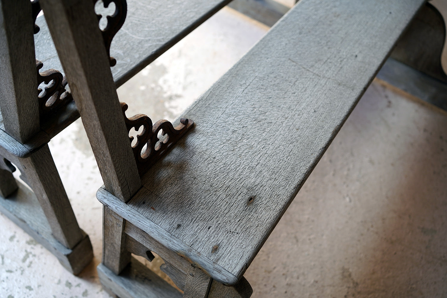 A Good Pair of c.1900 French Gothic Revival Oak Benches