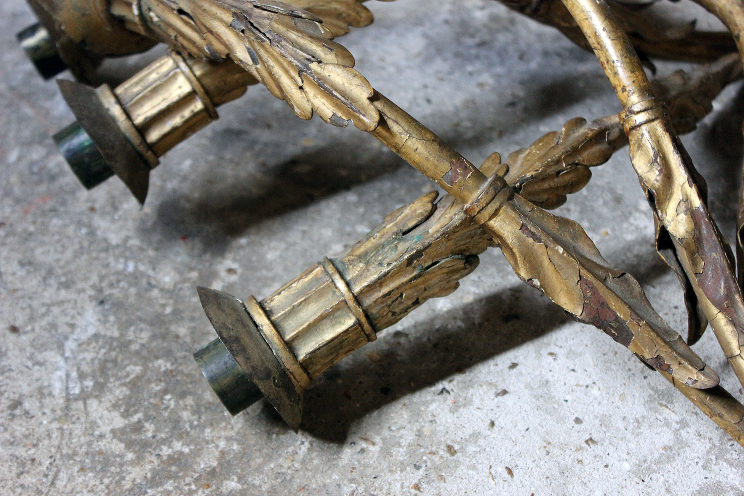 A Fine Pair of 18thC Italian Gilded Iron Wall Sconce Candelabra c.1770-90; Formerly of The Estate of Sir Christopher Lee