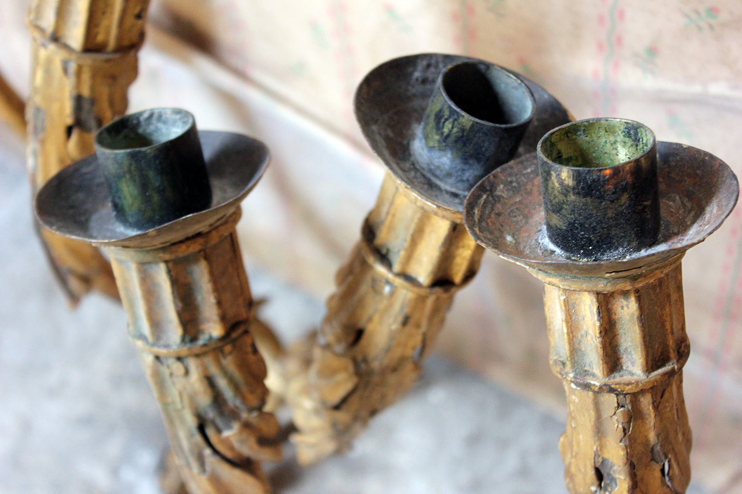 A Fine Pair of 18thC Italian Gilded Iron Wall Sconce Candelabra c.1770-90; Formerly of The Estate of Sir Christopher Lee