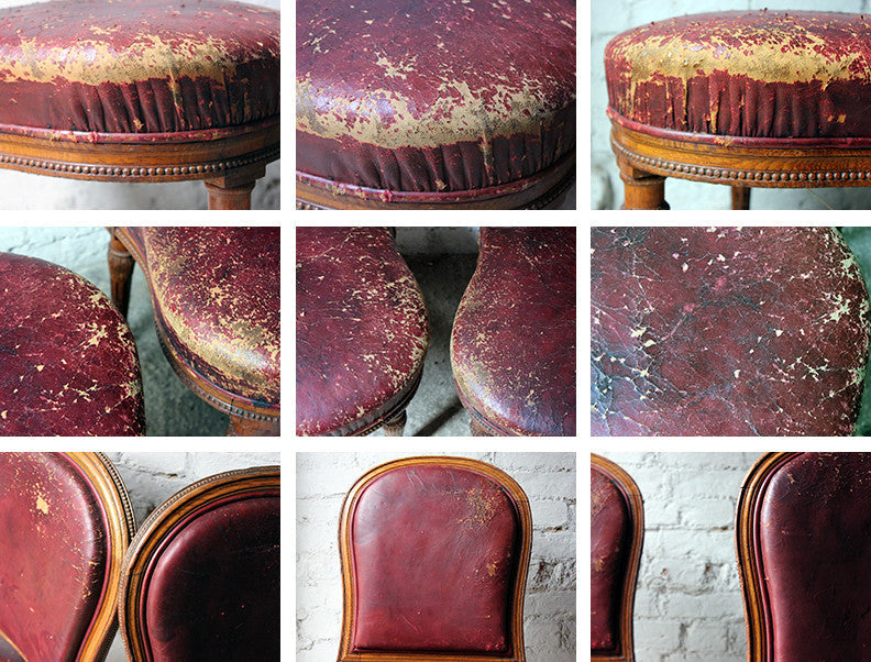 A Good Pair of Early Victorian Golden Oak & Leather Upholstered Library Chairs c.1840-50